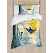 Cloudy Tropical Island Duvet Cover Set