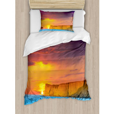 Sea Sunset with Cliffs Duvet Cover Set