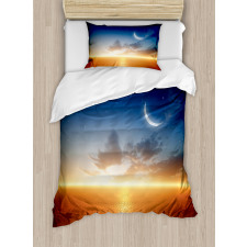 Sunset Sky Moon Stars Duvet Cover Set