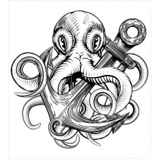 Octopus Ship Sketch Duvet Cover Set