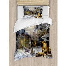 Winter Rural Landscape Duvet Cover Set