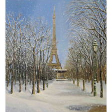 Snowy Paris City View Duvet Cover Set