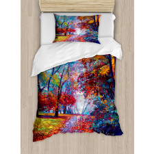 Trees Park Fall Autumn Duvet Cover Set