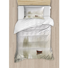 Boat on Lake Nature Duvet Cover Set