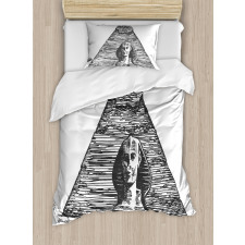 Sphinx Pyramid Sketch Duvet Cover Set