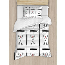 Arrow Hearts Pattern Duvet Cover Set