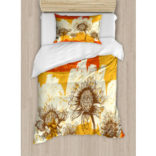 Abstract Drawing Flowers Duvet Cover Set