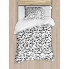 Greyscale Botanical Curl Duvet Cover Set