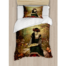 Lady with Book Duvet Cover Set