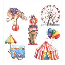 Clown Elephant Circus Duvet Cover Set