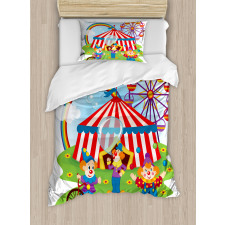 Fun Circus Scene Clowns Duvet Cover Set