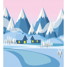 Winter Landscape Cottages Duvet Cover Set