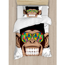 Hipster Monkey Glasses Duvet Cover Set