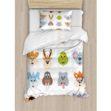 Comic Koala Fox Faces Duvet Cover Set