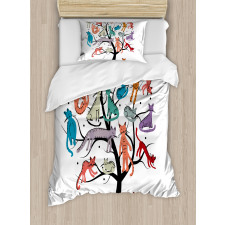 Cat Tree with Kittens Duvet Cover Set