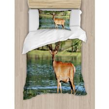 Mountain Animal in Water Duvet Cover Set