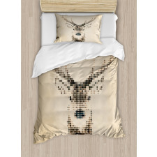 Deer Portrait with Dots Duvet Cover Set