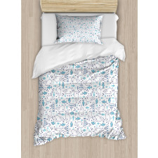 Sharks Tiny Fish Submarines Duvet Cover Set