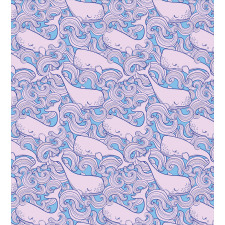 Wavy Motifs and Happy Fish Duvet Cover Set