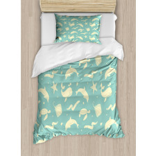 Soft Dolphin Turtle Starfish Duvet Cover Set