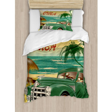 Cuba Beach Ocean Palm Duvet Cover Set