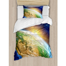 View of Sunrise Planet Duvet Cover Set