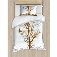 Owl Autumn Tree Branch Duvet Cover Set