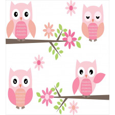 Spring Floral Baby Owls Duvet Cover Set
