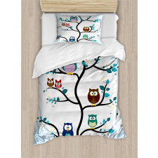 Night Animal Owl Love Duvet Cover Set