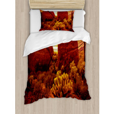 Cactus Rocks Desert Scenery Duvet Cover Set