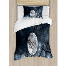 Moon at Night in Forest Duvet Cover Set