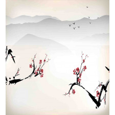 Sakura Flower and Gulls Duvet Cover Set