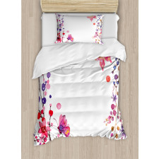 Floral Art and Butterfly Duvet Cover Set