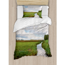 Calm River Meadow Trees Duvet Cover Set