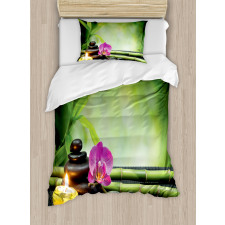 Orchid Bamboo Stems Duvet Cover Set