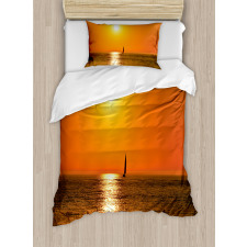 Sailboat Sea Sunrise Duvet Cover Set