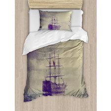 Old Pirate Ship in Sea Duvet Cover Set