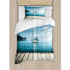 Yacht and Wooden Deck Duvet Cover Set