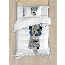 Animal Listening to Music Duvet Cover Set