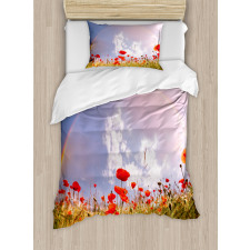 Poppy Flowers on Meadow Duvet Cover Set