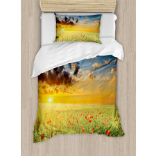 Sunset at Meadow Poppy Duvet Cover Set