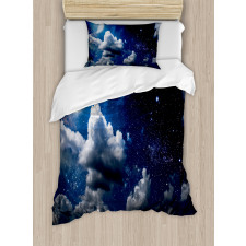 Moon Clouds Stars Night Duvet Cover Set