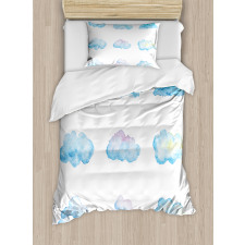 Cartoon Fluffy Clouds Duvet Cover Set