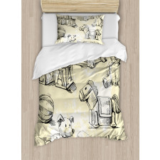 Hand Drawn Teddy Bear Duvet Cover Set