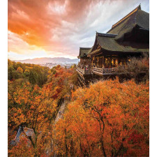 Japanese Building in Fall Duvet Cover Set