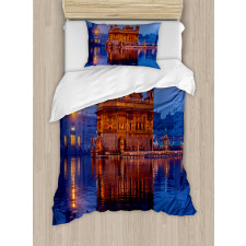 Golden Yellow Building Night Duvet Cover Set