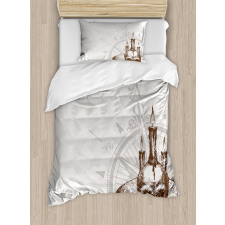 Priate Skull Compass Duvet Cover Set