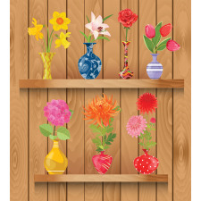 Cartoon Flowers in Vase Duvet Cover Set