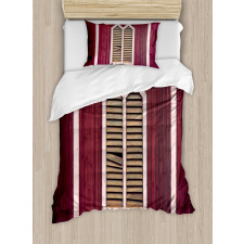 Retro Burgundy Shutters Duvet Cover Set