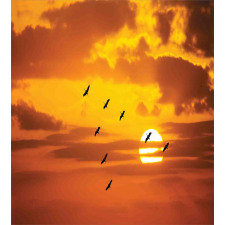 Birds Flying at Sunset Duvet Cover Set